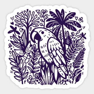 Flying parrot and plants Sticker